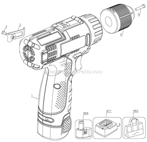 Page A Diagram and Parts List for PCL120DDC-2 Type 1 Porter Cable Cordless Drill